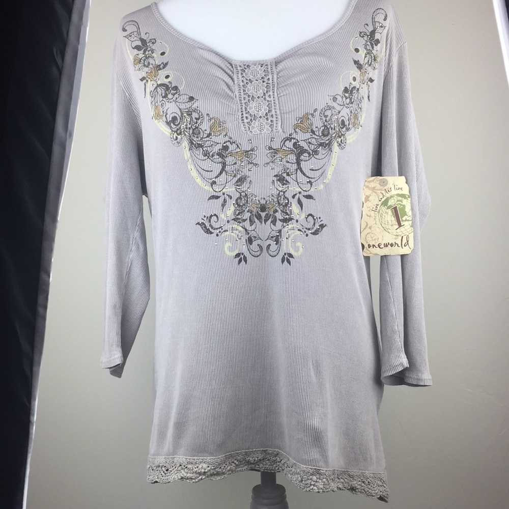 One World 3/4 sleeve tunic